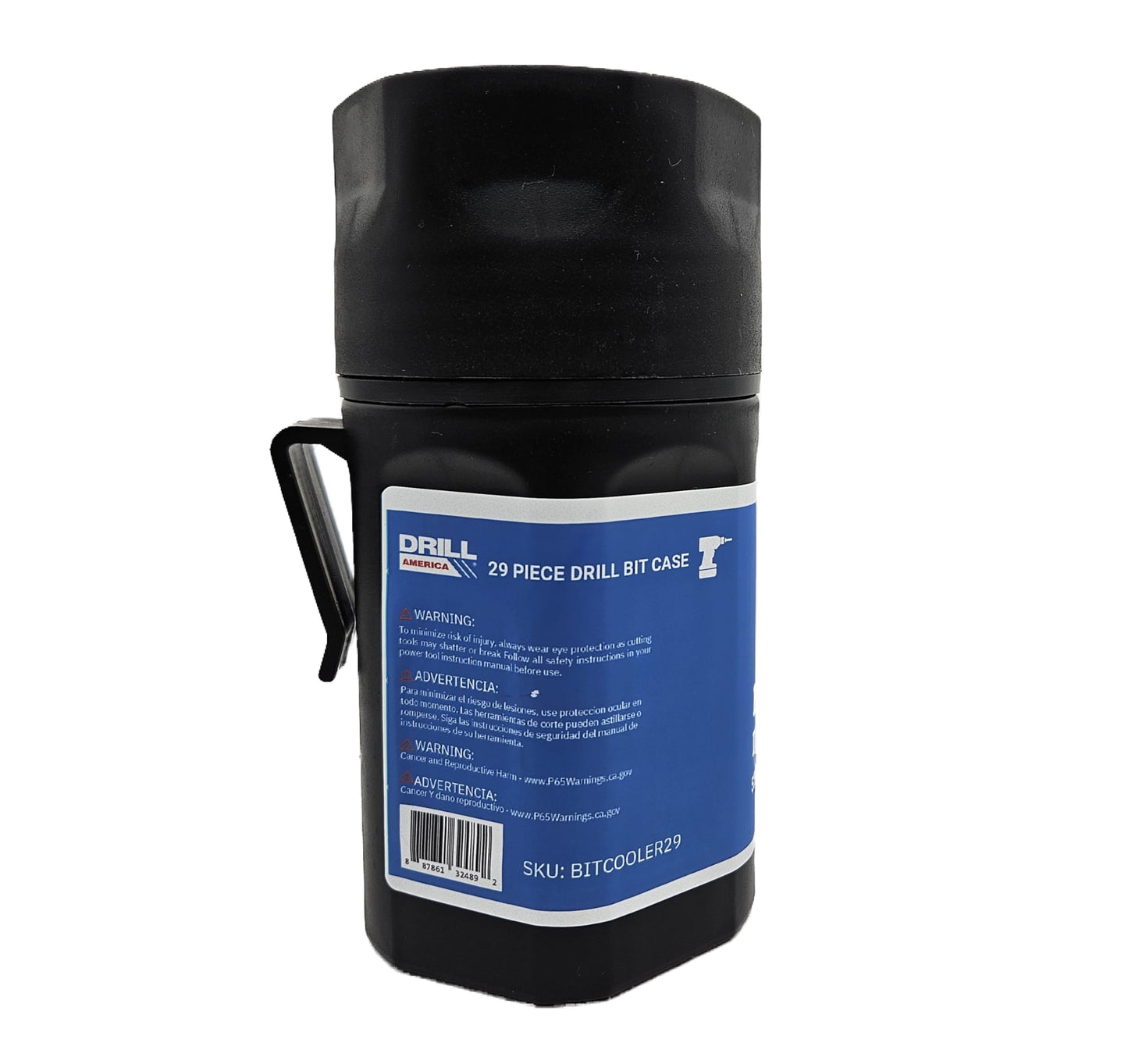 Drill America Empty Drill Bit Index/Case, Holds 29 Sizes, Round Plastic Bit Cooler, 1/16-1/2 by 64ths