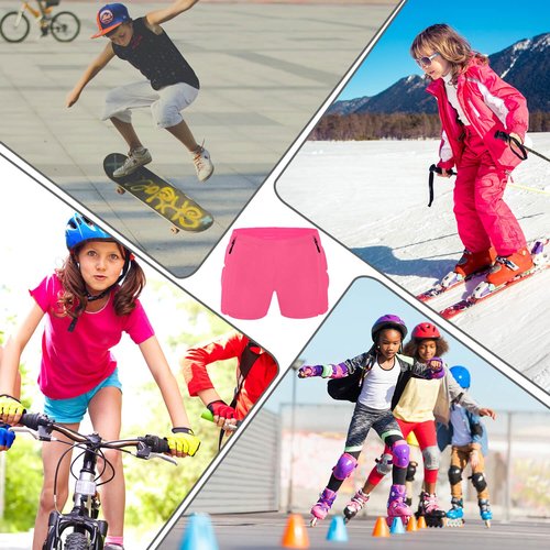 Kids Zip-on Zip-Off Padded Shorts for Snowboard Ski Figure Skating Cycling, Children Youth Adults 3D Hips Pants Proteciton for Tailbone and Butt Pink