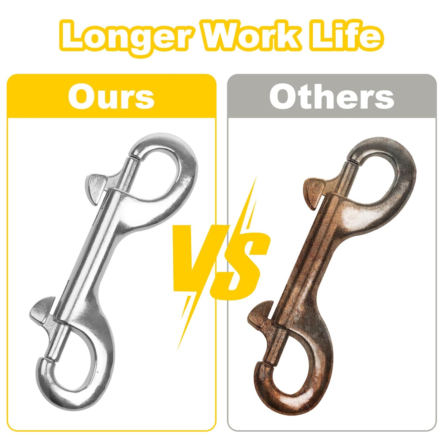 YUEARN Double Ended Bolt Snap Hook, 2-Pack 3-1/2 in 316 Stainless Steel Marine Grade Double End Trigger Snaps Metal Clips for Dog Leash, Key Chain, Horse Tack, Pet Feed Buckets, Diving