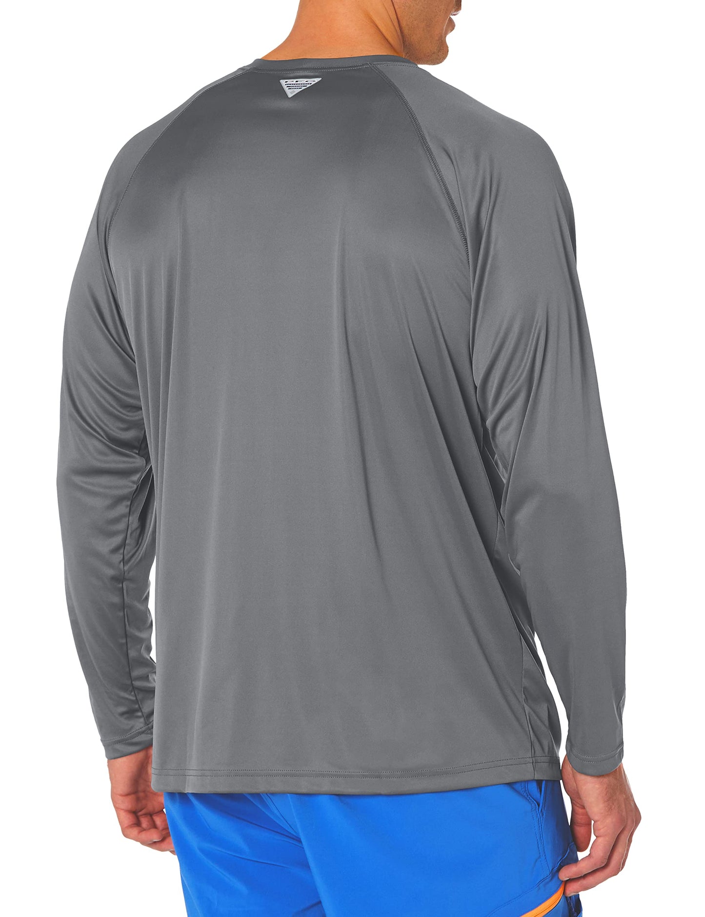 Columbia Men's PFG Terminal Tackle Long Sleeve Fishing Shirt, City Grey/Black Logo, 3X