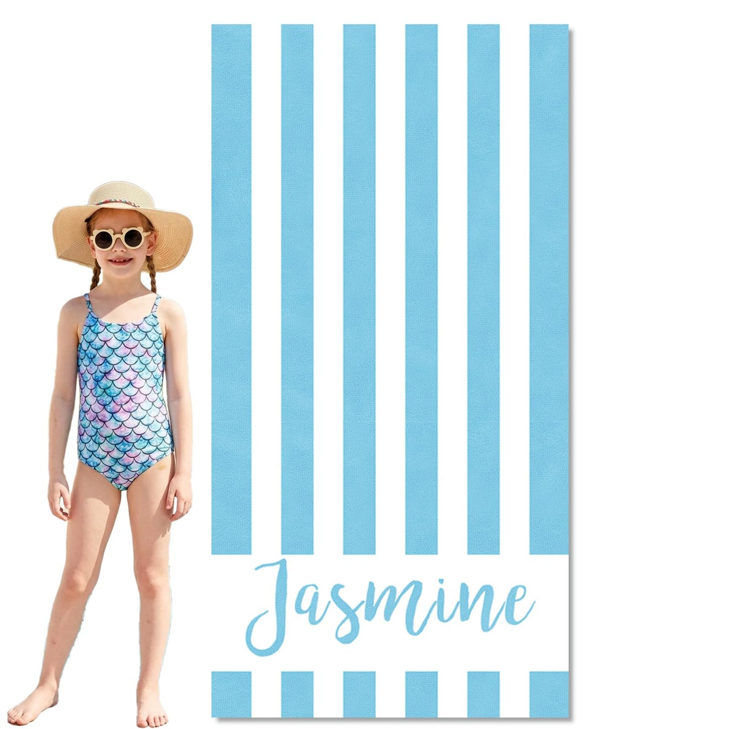 Jecivila Easter Gifts for Kids Personalized Beach Towels with Name, Microfiber Kids Custom Beach Towel, Quick Dry Sand Free Large Towel for Pool Travel Camping Swim Vocation Essentials Adult Gift