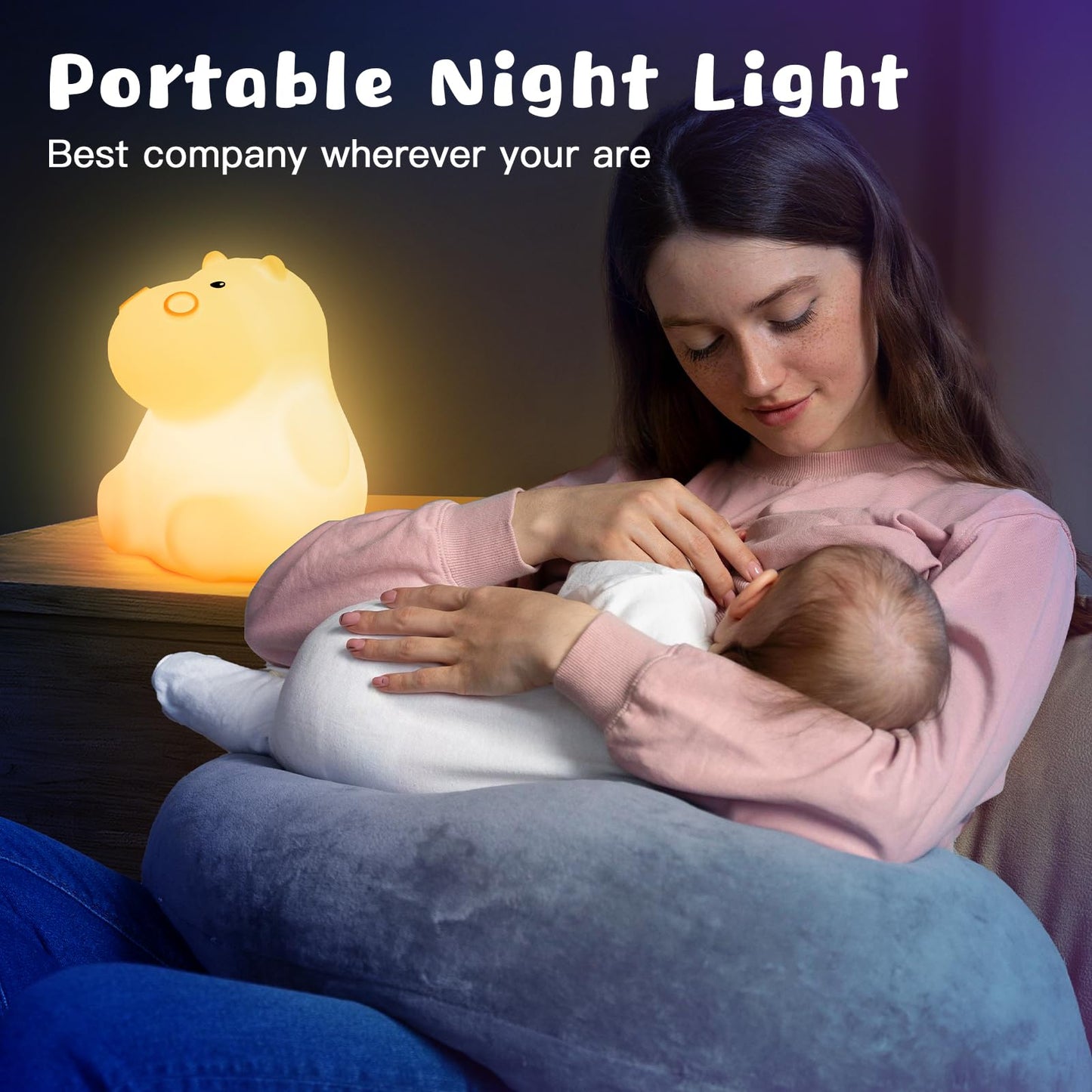 Nice Dream Cat Night Light for Kids, 9 Color Changing Baby Cute Night Light with Remote＆Timer, Rechargeable Cat Kids Night Lamp for Boys Girls Nursery Bedroom, Kawaii Gifts (5.9"x4.7"x4.7")