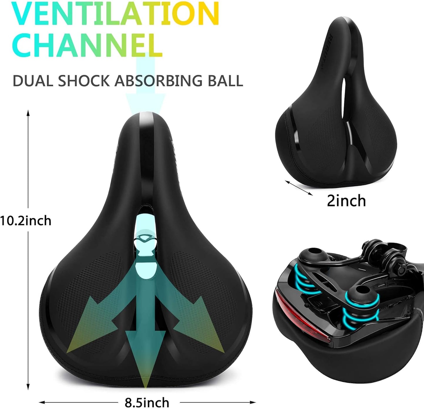 Skiennix Large Comfortable Bike Seat - Oversized Memory Foam Padded Saddle | Waterproof Leather Cover