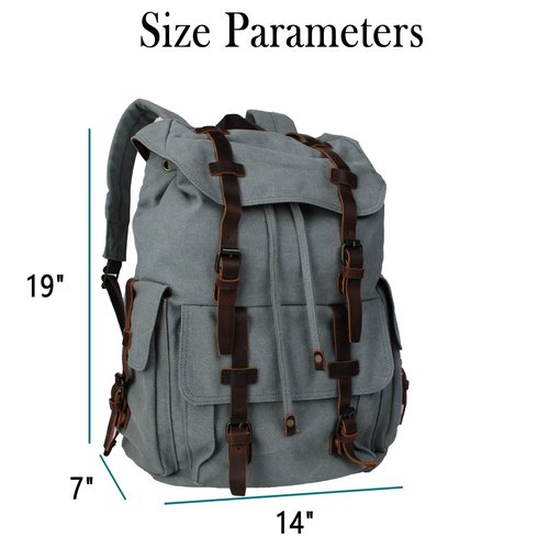 Bebowden Retro Canvas with Cowhide 30L Large Capacity Backpack Suitable for Men'and Women Multifunctional Rucksack for Hiking/Traveling/Travel (8269 Teal)