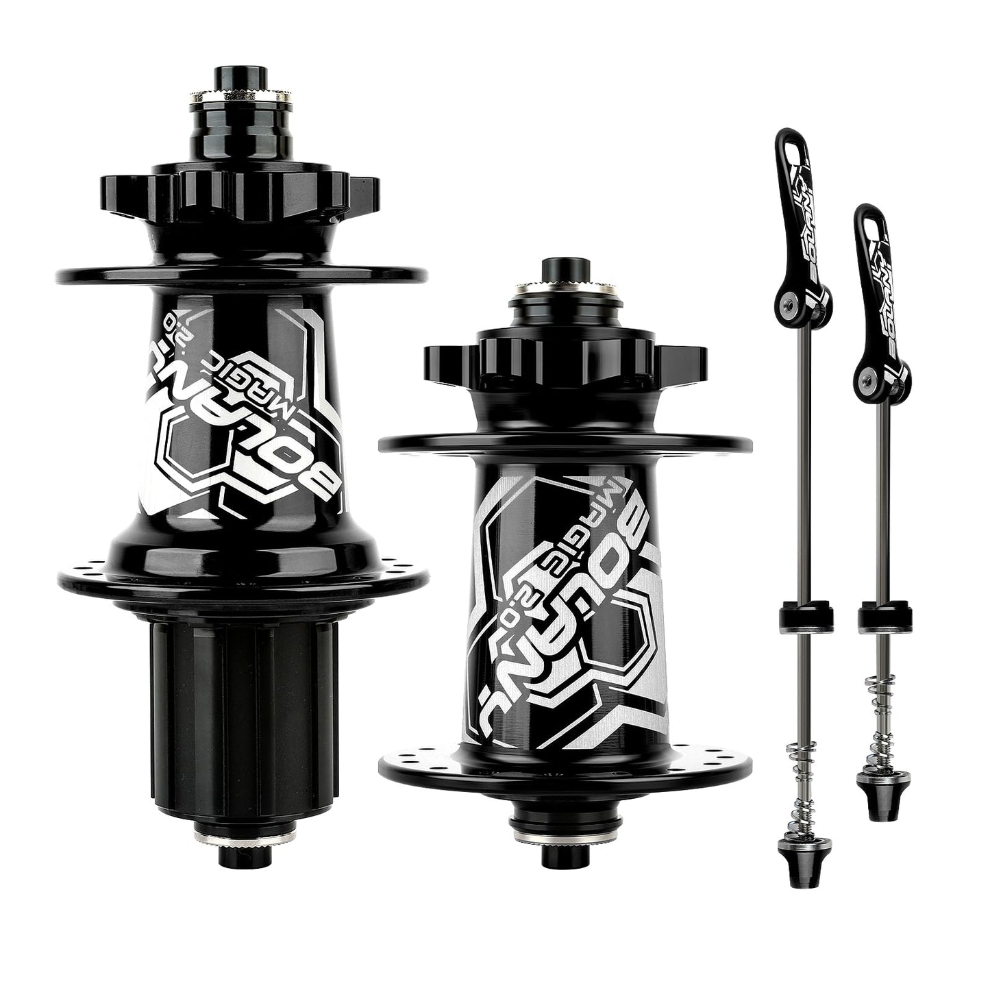 VIARON X7 MTB Bike Hub Disc Brake Hubs Front Rear HG 8/9/10/11/12 Speed+Quick Release Lever 6 Claws 32 Holes 108 Clicks (Black)