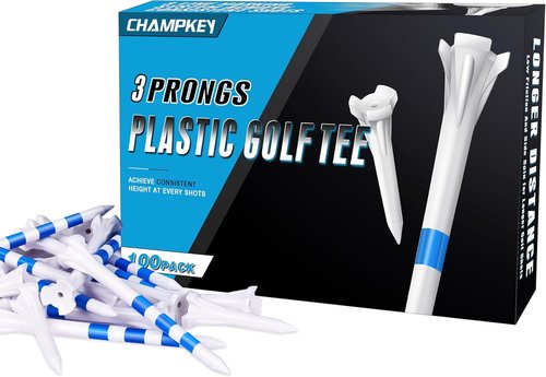 CHAHMPKEY Premium 3-Prong Golf Tees - 40% Reduced Ball Contact for Stability | 3-1/4" | 100 Pack