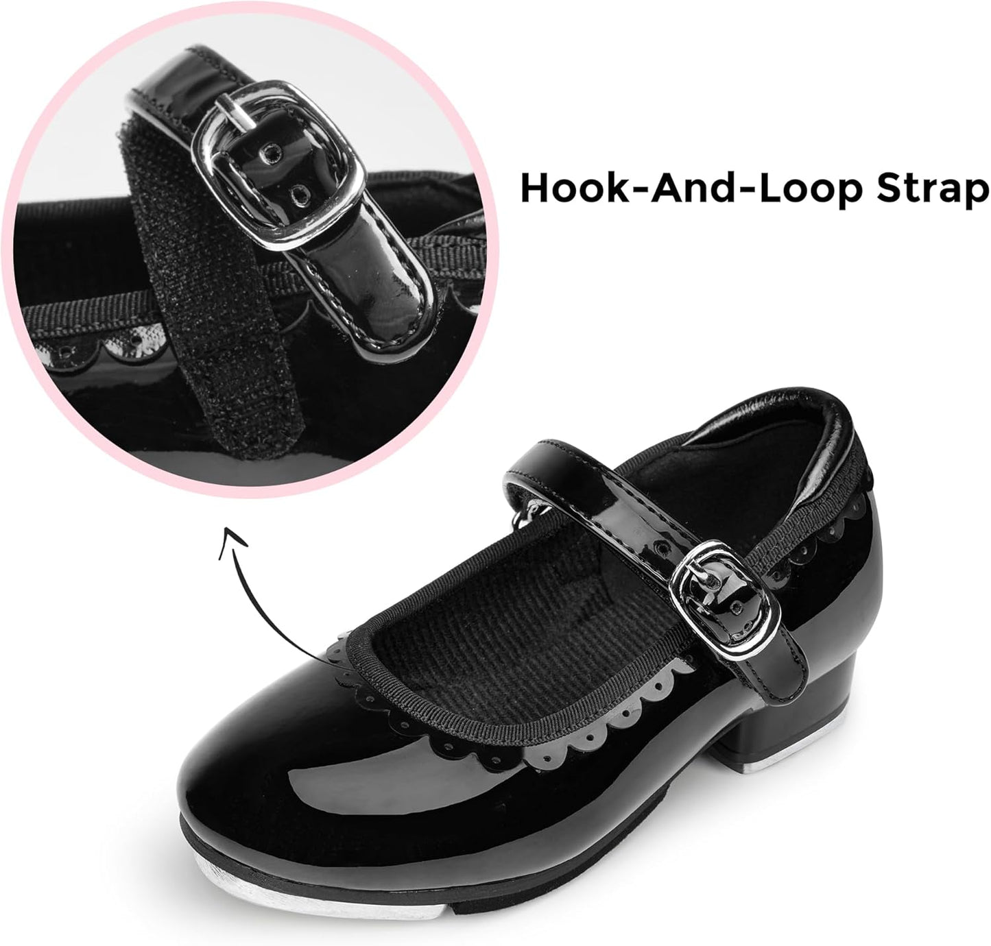 Stelle Tap Shoes for Girls - Easy Strap Scallop Design | Toddler to Big Kid Sizes Available