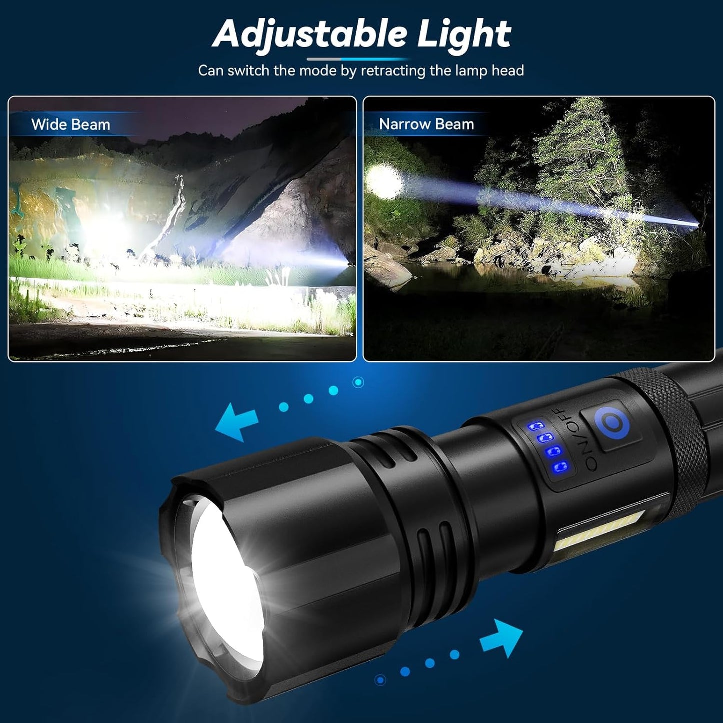 99,000 Lumens Rechargeable LED Flashlight - Super Bright, 7 Modes, IPX6 Waterproof for Camping & Hiking