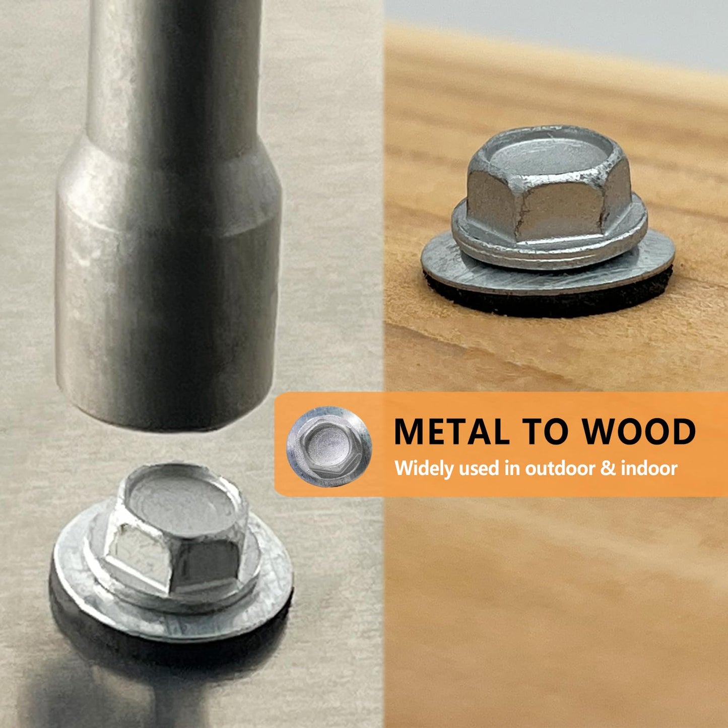 Allkeen #10 x 1-1/2" Hex Head Sheet Metal Roof Screws, Rustpert Coating Metal to Wood siding Screws, 60 Pieces