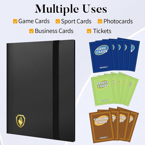 Fabmaker Heavy Duty Card Binder - 9 Pocket Album Holds 360 Cards | Sleek Black Design for Game & Sports Cards