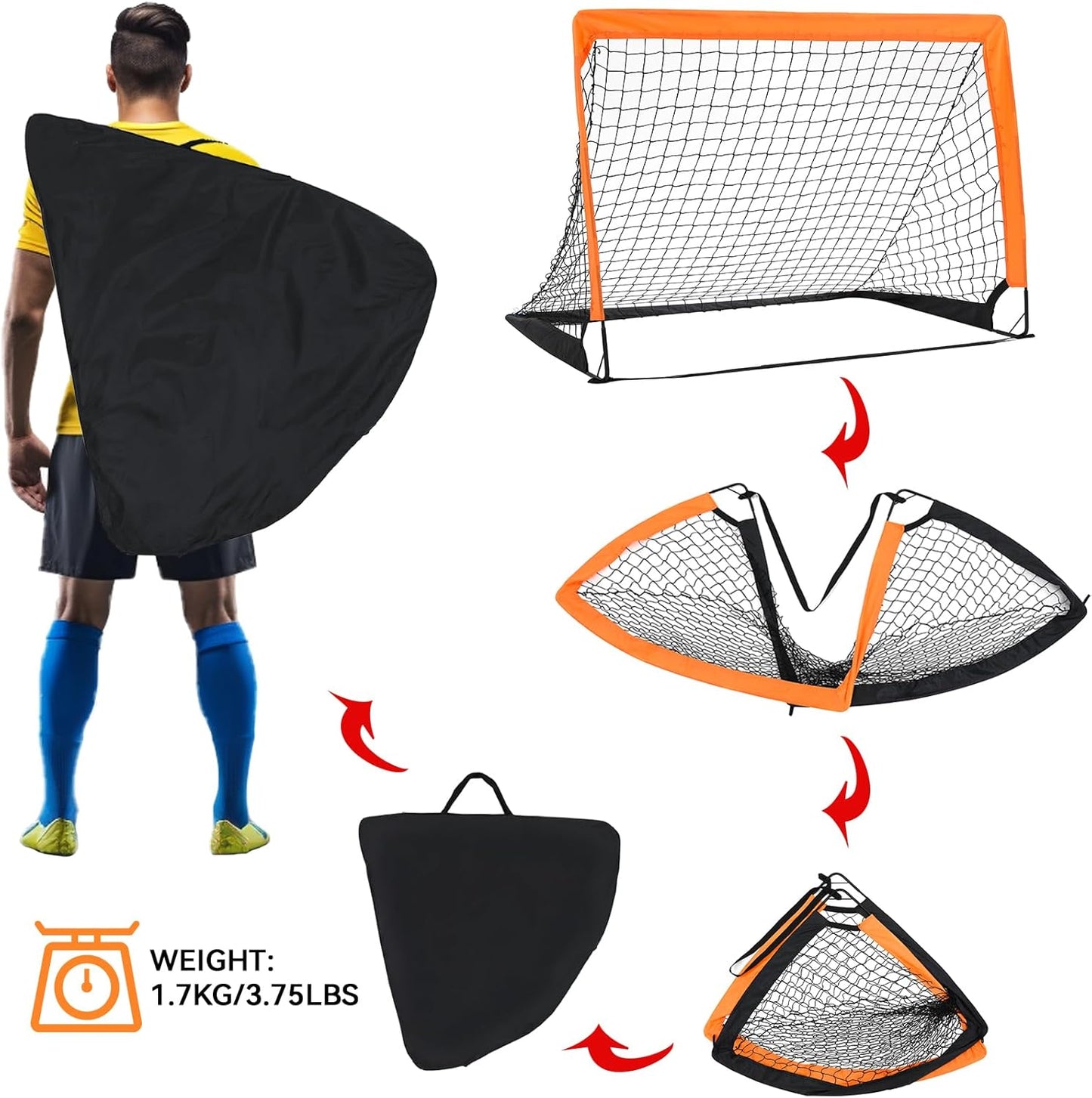 Regine Switzerland 2-Pack Soccer Goals - Pop Up Folding Mini Goals for Indoor/Outdoor Practice | 4’ x 3’ Size