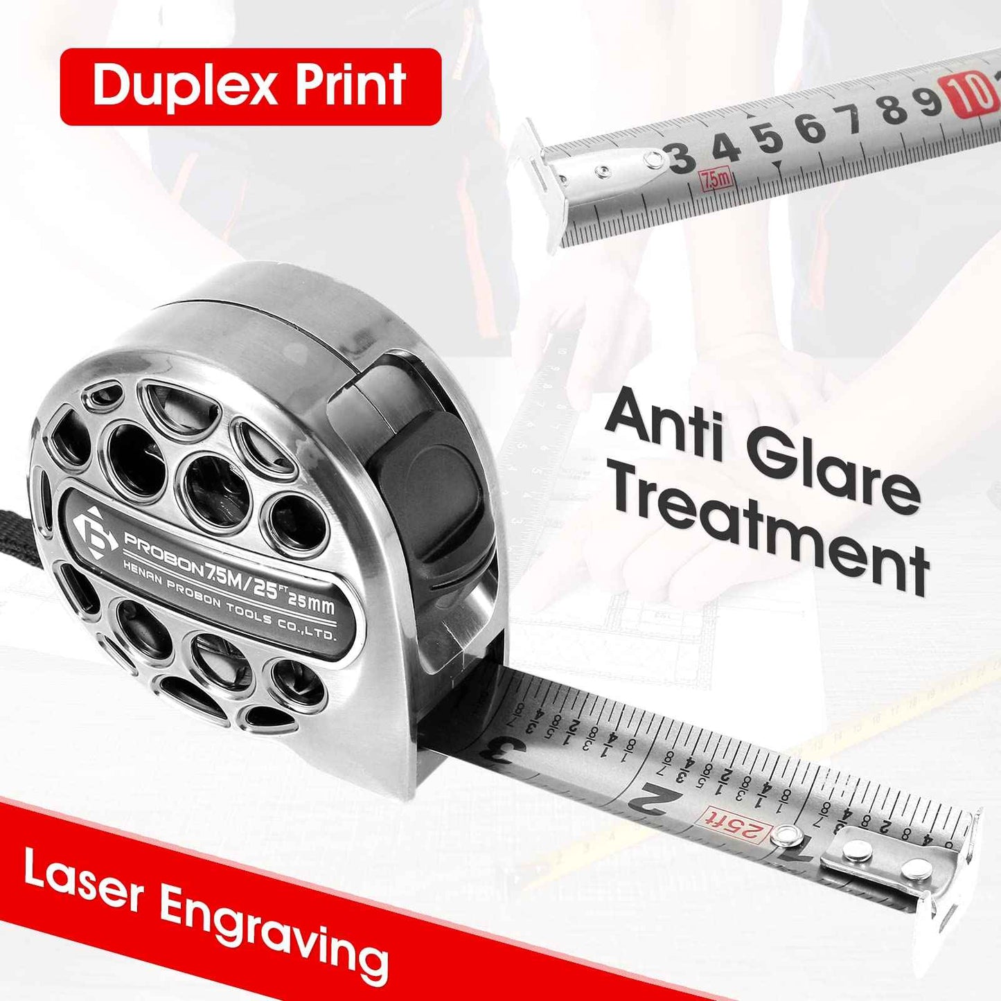 7.5M/25FT Stainless Steel Retractable Tape Measure with Double-Sided Scale, Manual Lock Measure Tape, Waterproof Anti-Fall Measure Ruler, Retractable Measure Ruler for Household Agricultural (1PCS)