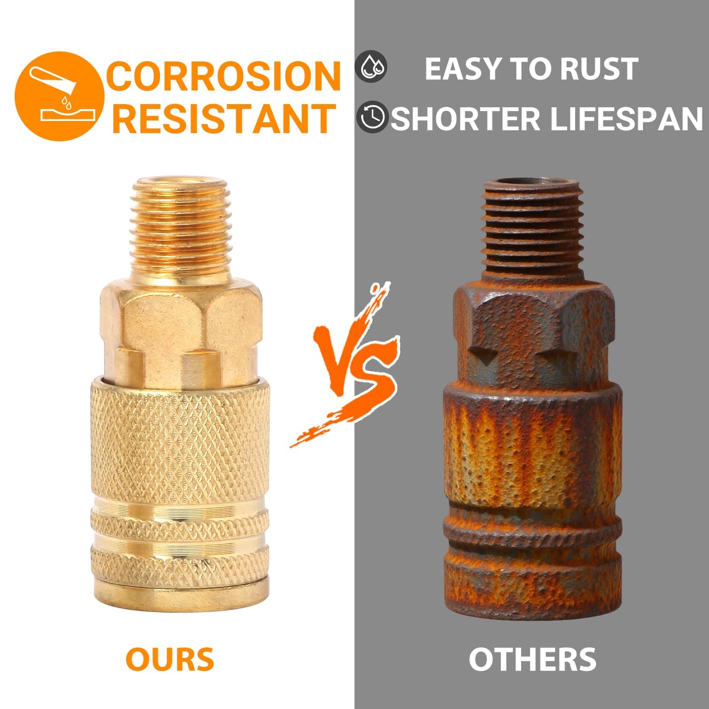 Paoeyrb 14 Pcs Brass Quick Connect Hose Fittings, Premium Air Hose Fittings, Coppering 1/4" Air Hose Fittings, Lightweight Air Compressor Quick Connect Fittings