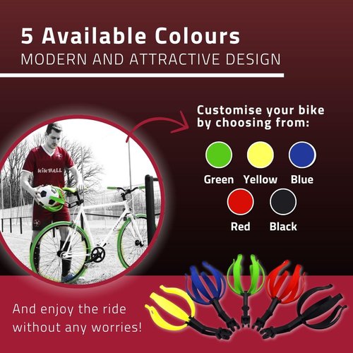 KIK BALL, Bicycle Ball Holder, Safety Device for Children and Teenagers, Easy-to-Apply Holder, Suitable for Footballs, Volleyballs, Basketballs and Rugby Balls, Green