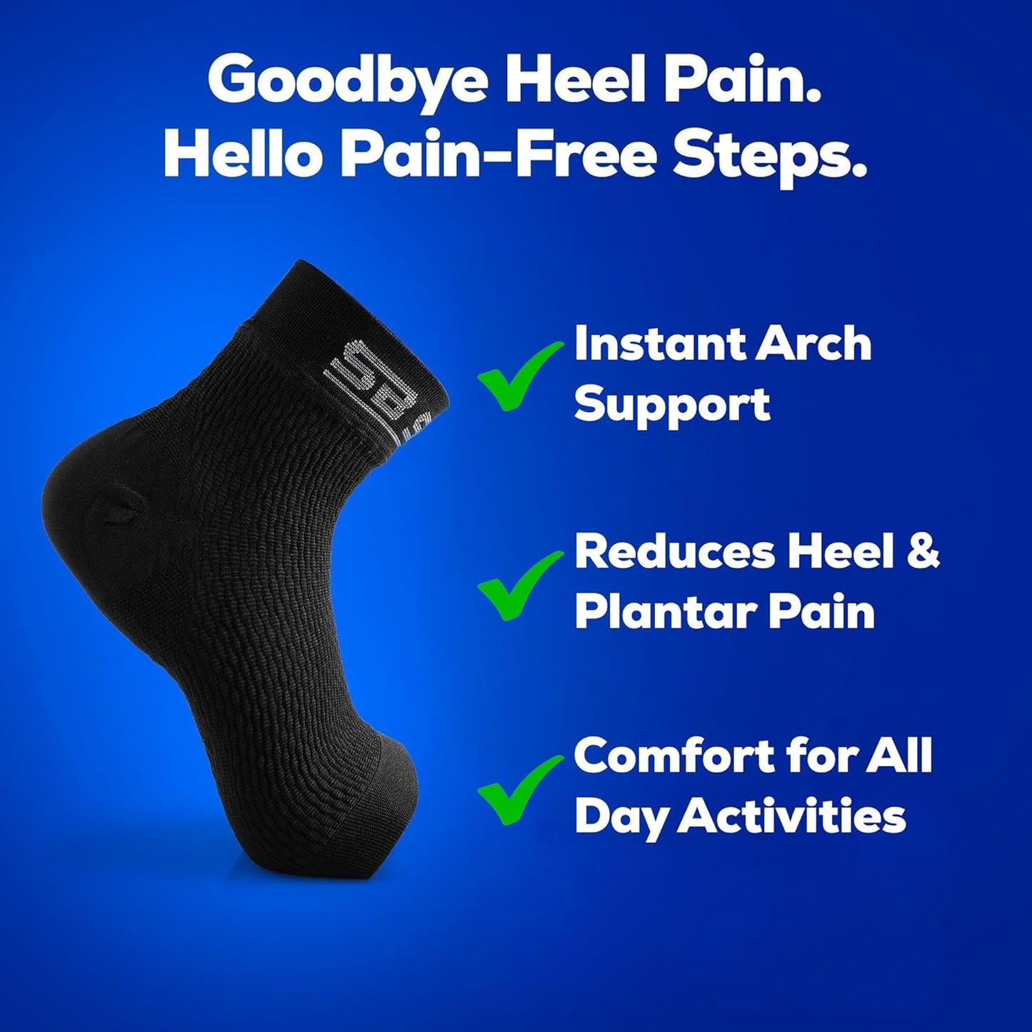 SB SOX Compression Socks for Plantar Fasciitis - Arch Support & Heel Pain Relief | Toeless Ankle Design (Black, Small)