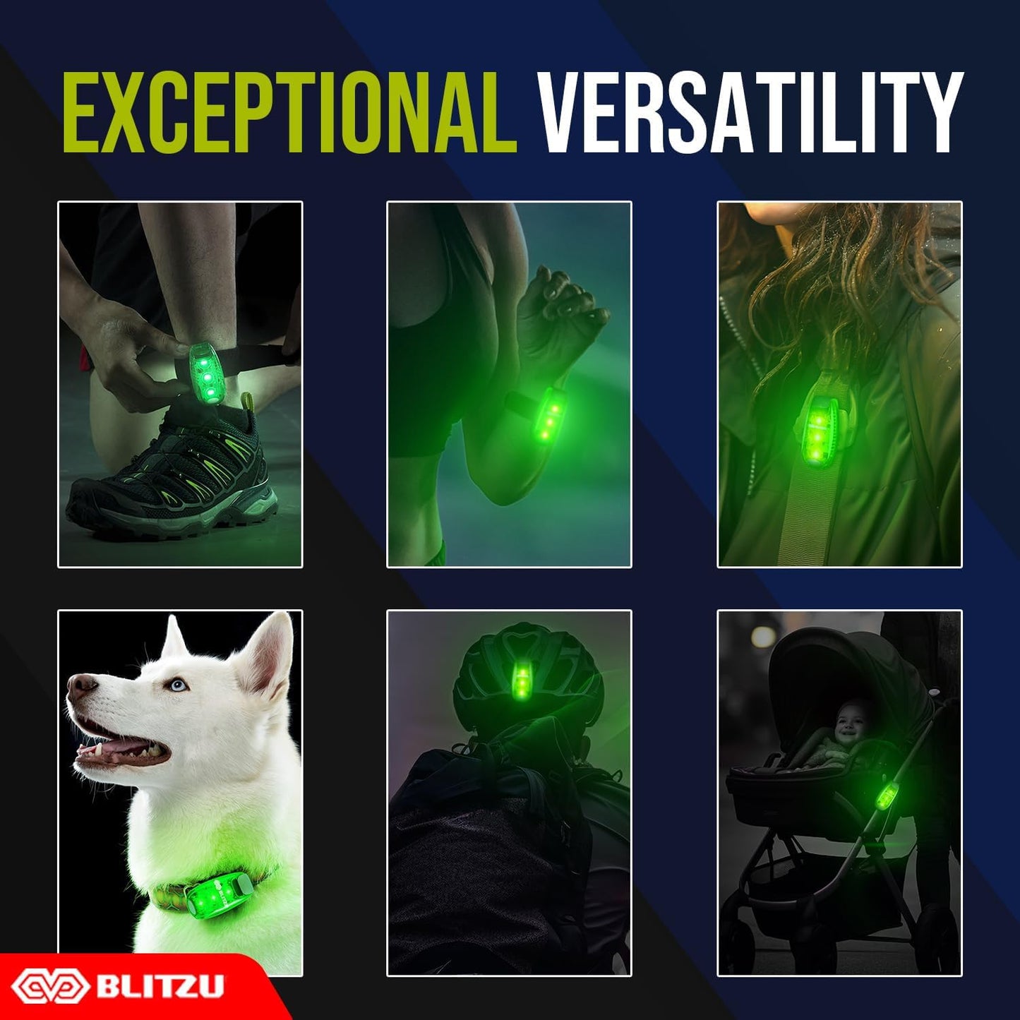 4 Pack LED Safety Light, Clip on Reflective Gear Lights for Walking at Night, Running, Jogging, High Visibility Strobe Light Accessories for Runners, Kids, Hiking, Kayak, Cycling, Camping, Boat Green