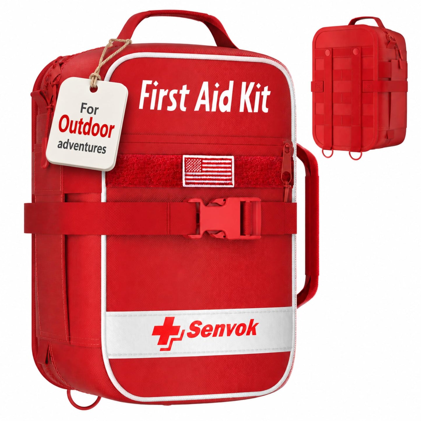 Senvok Large First Aid Kit for Car, Camping, Outdoor Adventures -with Color-Coded Labeled & Rip-Away Design for Fast Access- Molle Emergency Survival Kit with Zip Stitch Wound Closure
