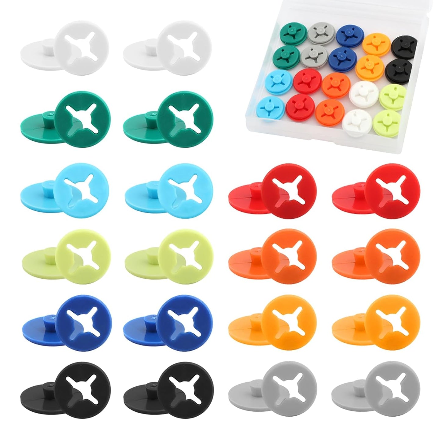 Skiennix Running Bib Clips - 20 Pairs Number Buckle Fixing System for Triathlons & Track Events | Includes Storage Box