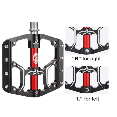 Road/Mountain Bike Pedals - 3 Bearings 9/16” Aluminum Alloy Bicycle Pedals - Mountain Bike Pedal with Removable Anti-Skid Nails