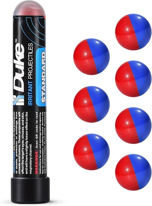 Duke Standard .68 Caliber Self Defense Balls - Pepper Spray Projectiles, 7 Count Tube | 1% PAVA + 1% CS