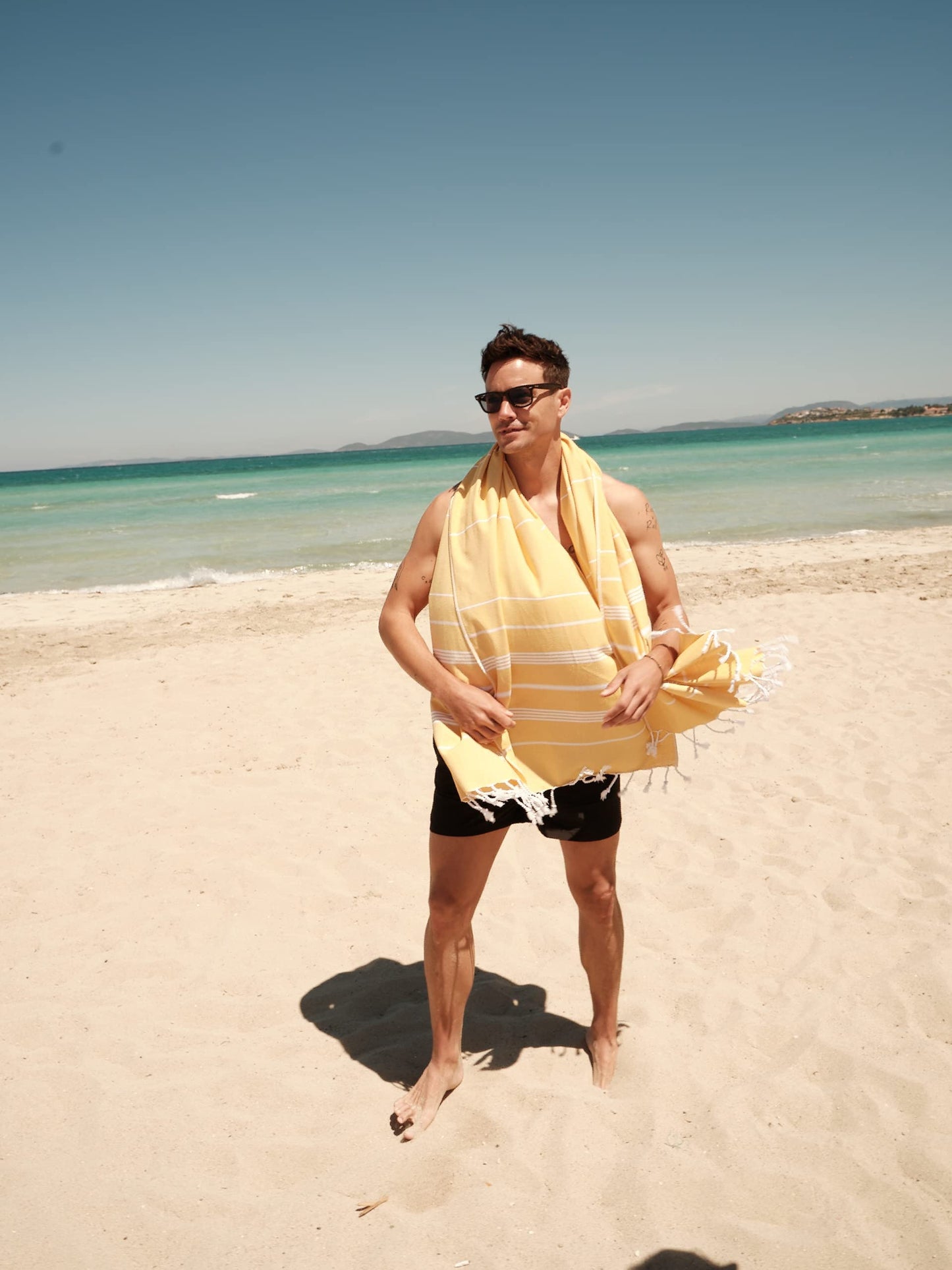 BAY LAUREL Turkish Beach Towel with Travel Bag 39 x 71 Quick Dry Sand Free Lightweight Large Oversized Towels Light