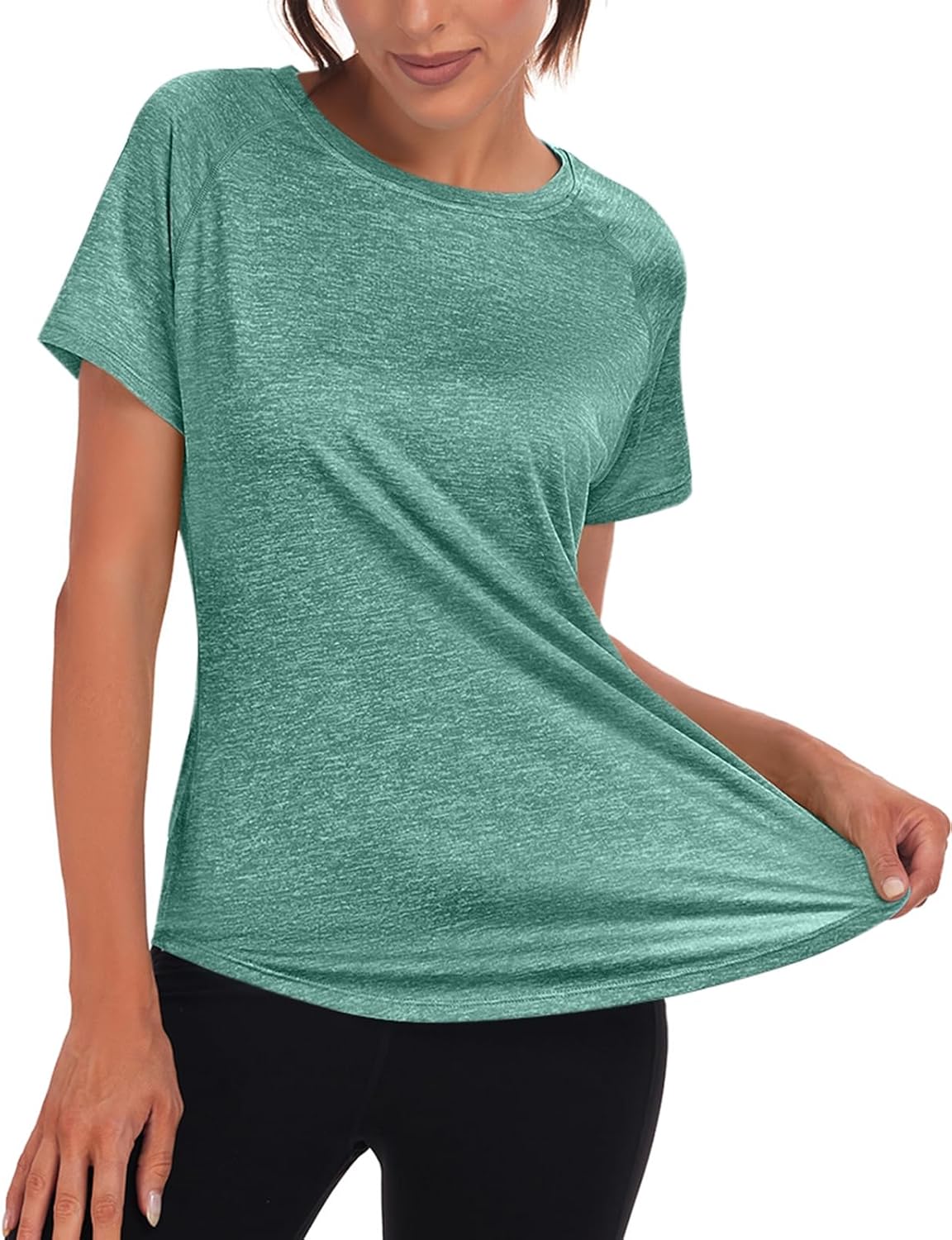 Skiennix Women's Workout Tops - Short Sleeve Dry-Fit Mesh Open Back Gym Tee | Loose Fit Exercise Shirt