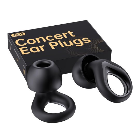 QWH Concert Ear Plugs, High Fidelity Hearing Protection for Concerts and Musicians, Reusable Silicone Ear Plugs for Festivals, Live Events, DJs, 25 dB Noise Cancelling (Black)