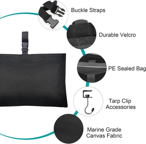 Boat Cover Sand Bags by [Brand Name] - Durable 900D Marine Grade Weighted Bags for Mooring & Tarp Stability