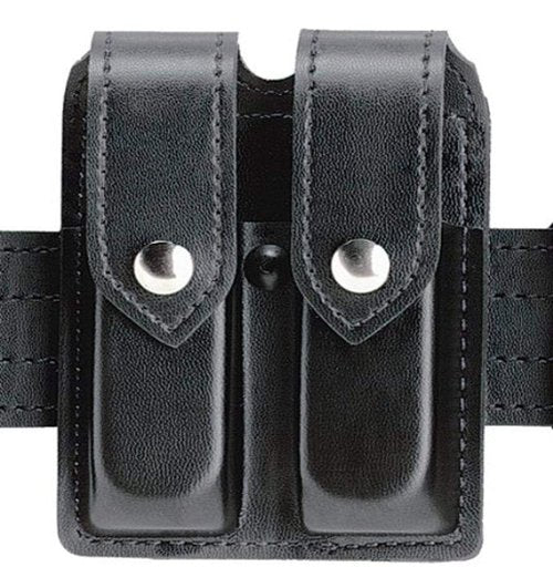 Safariland Duty Gear Glock 17 Chrome Snap Double Handgun Magazine Pouch (Plain Black)