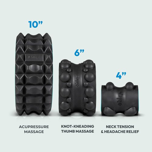 Chirp Wheel XR Massage Roller Set - 10” Acupressure & 6” Knot-Kneading Relief | High Density Foam for Back & Neck Pain, 500lbs Capacity, Black