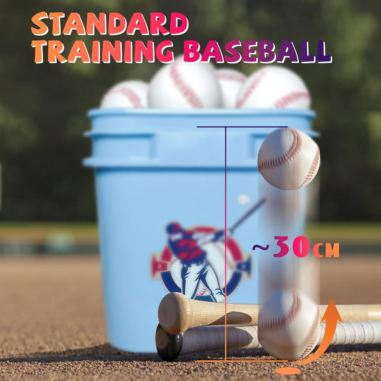 Soft Leather Baseballs by Youth 12U - 24 Count Official Size & Weight for Practice and Games | Durable Bucket with Handle