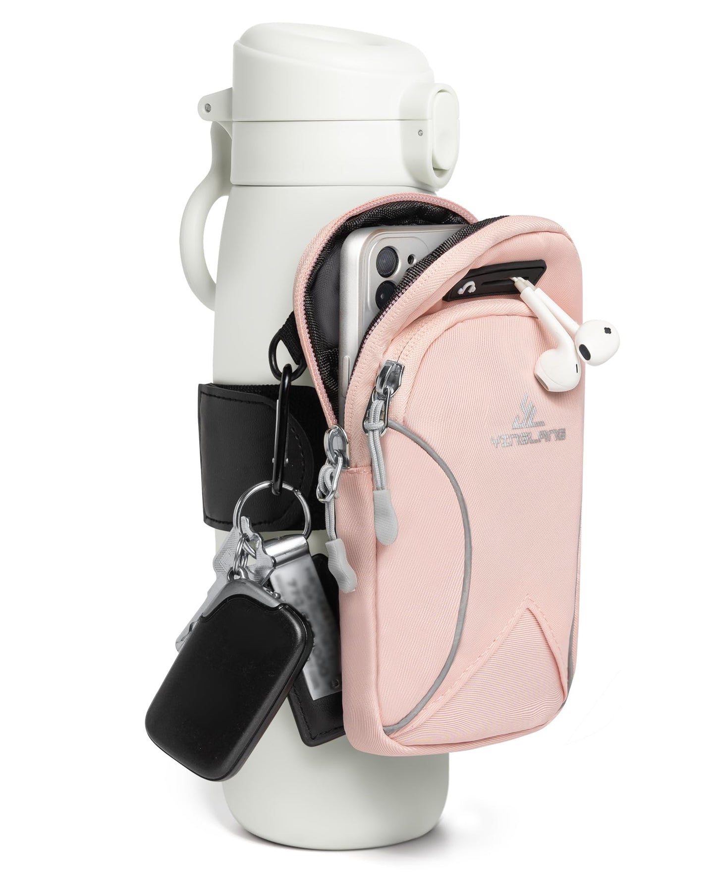 Bottle Pouch Gym Water with Phone Holder & Wallet, Water Bottle Caddy Versatile Sleeve Bag for Running Sports & Daily Use