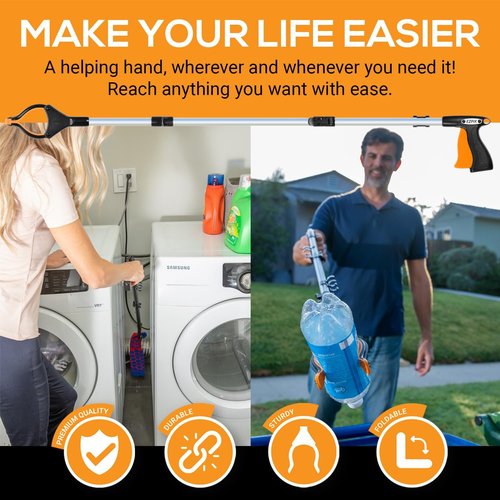 EZPIK Pro 43" Foldable Grabber Reacher Tool - Heavy-Duty Pickup Tool for Seniors | Claw Grabber Stick for Easy Reaching