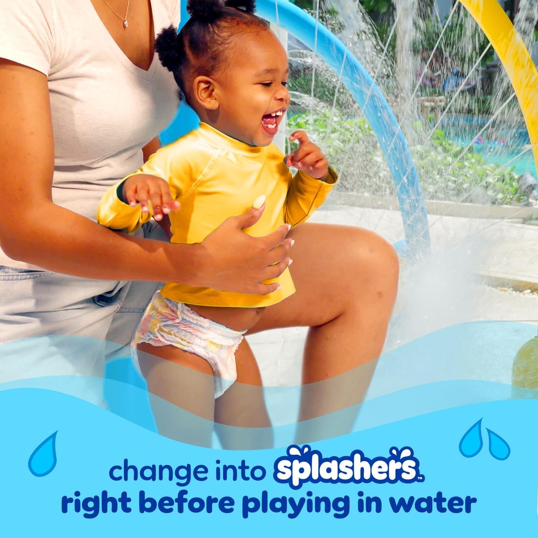 Pampers Swim Diapers - Splashers - Gap-Free Disposable Baby Swimming Pants, Size 2-3, 20 Count