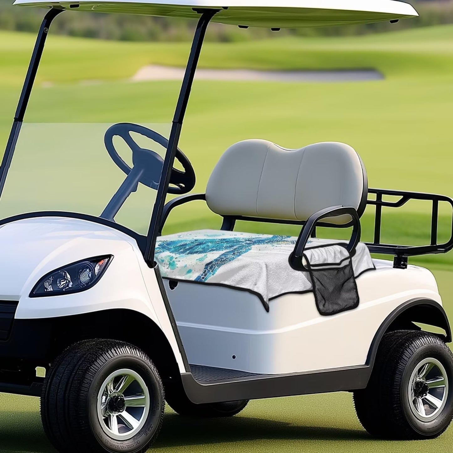 Darisoco Sea Turtle Golf Cart Towel Seat Covers Club Car Golf Cart Seat Covers with 4 Side Pockets Fits for Club Car and More 2 Person Seats Golf Carts