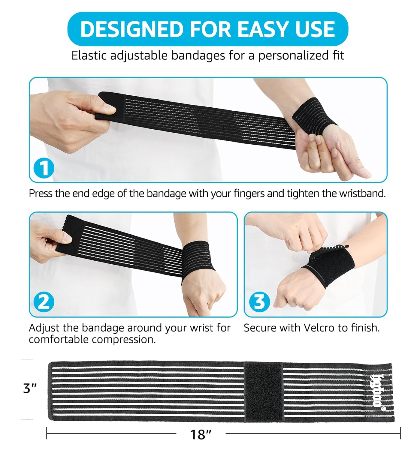 Skiennix Compression Wrist Bands - High-Elastic Straps for Sports & Weightlifting | 2 PCS, Breathable Fabric (Black)