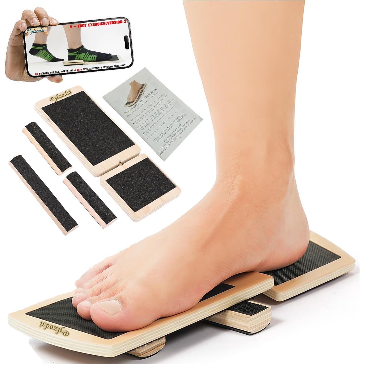 Ankle Balance Board - Single Foot Balance Board, Sprain Exerciser, Non-Slip Wood Ankle Foot Strengthener for Plantar Fasciitis Relief/Physical Therapy/Posture Correction/Balance Training