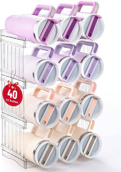 Gracenal Tumbler Organizer - Stackable 40 oz Stanley Cup Storage | 4-Pack for Kitchen & Pantry