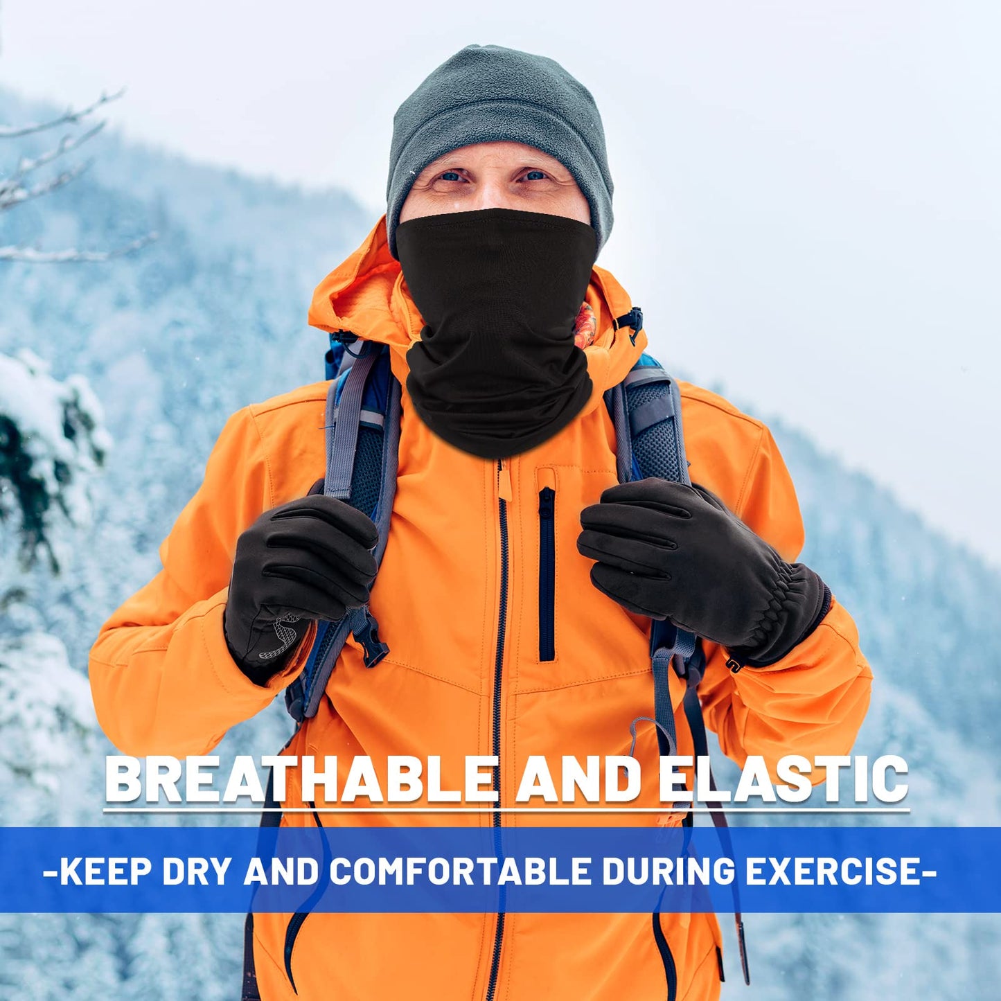 Jecery 60 Pcs Neck Gaiter Face Cover UV Protection Scarf Bulk Mask Breathable Balaclava Bandana for Men Women Outdoor Sports(Black)