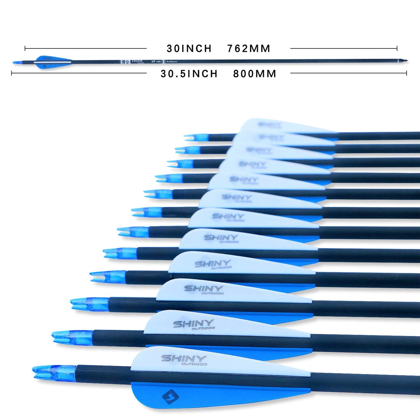 TIGER ARCHERY 30" Carbon Arrows for Compound Recurve Bow Hunting Target