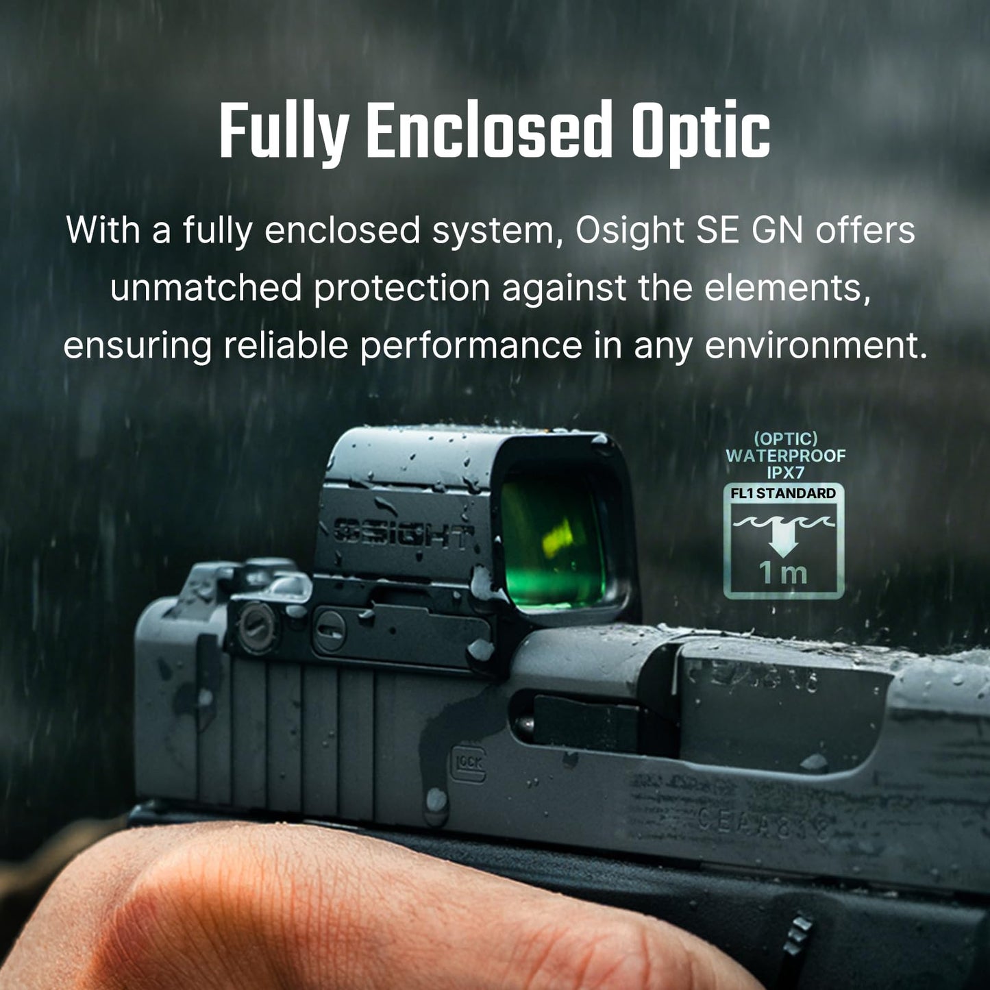 OSIGHT SE Enclosed RMSc Green Dot Optic, 2 MOA Dot & 32 MOA Circle