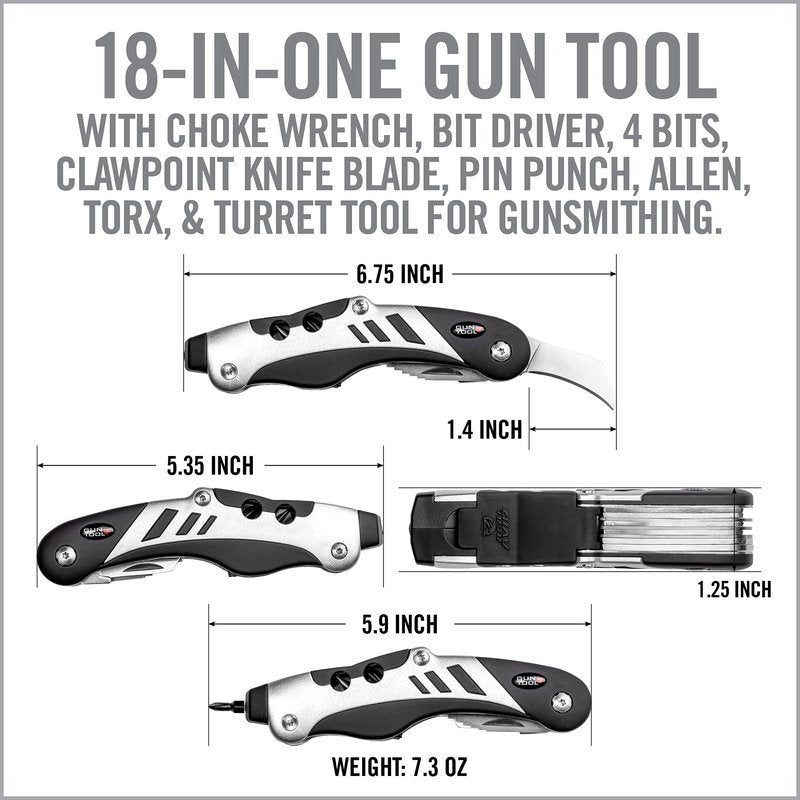 Real Avid Gun Tool - 18 in 1 Gunsmithing Shotgun & Rifle Multitool - Bit Driver, Torq Bits, Choke Tube Wrench, Allen Wrench, Scope & Punch Tool