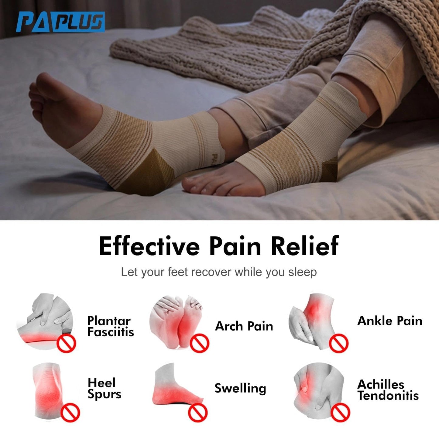 6 Pairs Plantar Fasciitis Socks for Men & Women, Ankle Brace Compression Socks with Arch Support for Achilles Tendonitis, Heel Pain, Swelling & Arthritis Relief, Nude, Medium