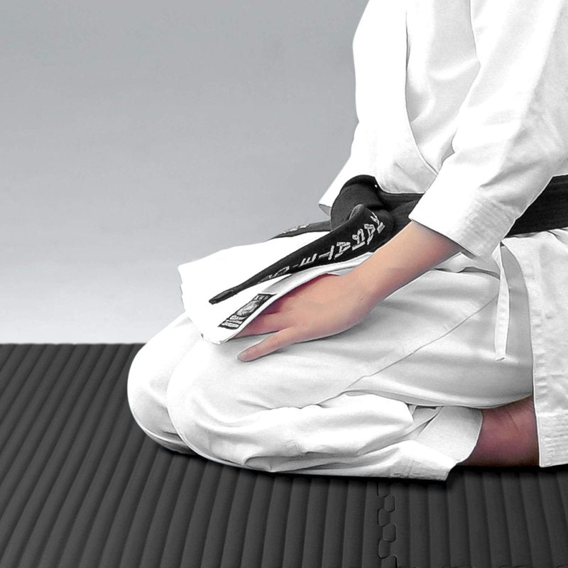 We Sell Mats 1 Inch Thick Martial Arts EVA Foam Exercise Mat, Tatami Pattern, Interlocking Floor Tiles for Home Gym, MMA, Anti-Fatigue Mats, 24 in x 24 in, Black (TL-25M), 24 Square Feet (6 Tiles)
