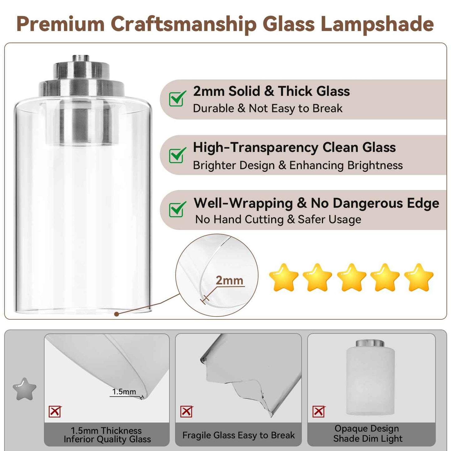 5-Light Bathroom Light Fixtures, 31" Modern Vanity Lights Over Mirror with Clear Glass Shades, Brushed Nickel Light Fixture, Classic Wall Light Fixture for Mirror Living Room Cabinet Bedroom Porch