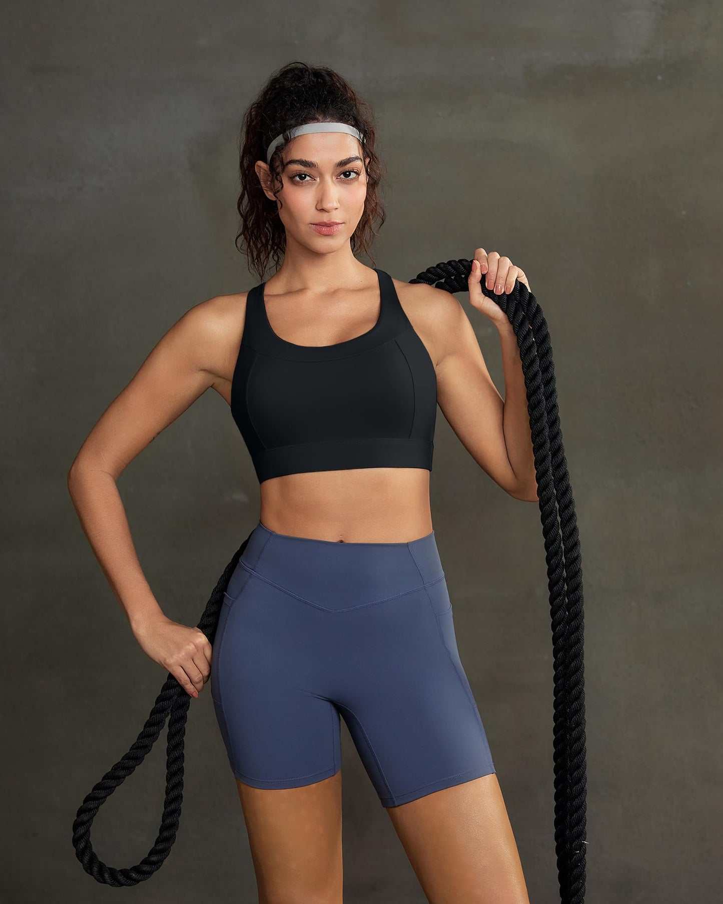 RUNNING GIRL Black Sports Bra for Women,Molded Cups High Support Sports Bras for Women Large Bust(3080Black_L)