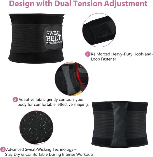 Lisacool Waist Trainer for Women - Sweat Band Waist Trimmer for Effective Belly Slimming | Adjustable Fit