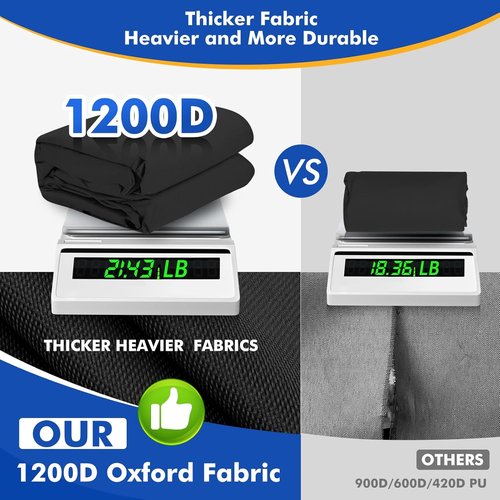 1200D Waterproof Boat Cover - Heavy Duty Protection for 23' to 24' Bass & V-Hull Boats - Black Canvas