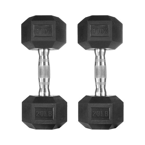 THUNDERBAY Rubber Coated Cast Iron Hex Dumbbell Weights(in Pairs) (20 Pounds)