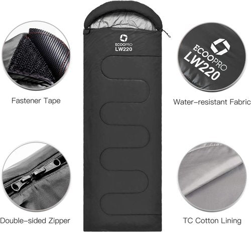 ECOOPRO Sleeping Bag - Portable, Waterproof & Lightweight for Camping | 83" L x 30" W, Fits Adults